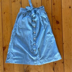 Madewell denim chambray button down skirt sz 0